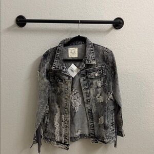 Fantastic Fawn Distressed Gray Denim Jacket